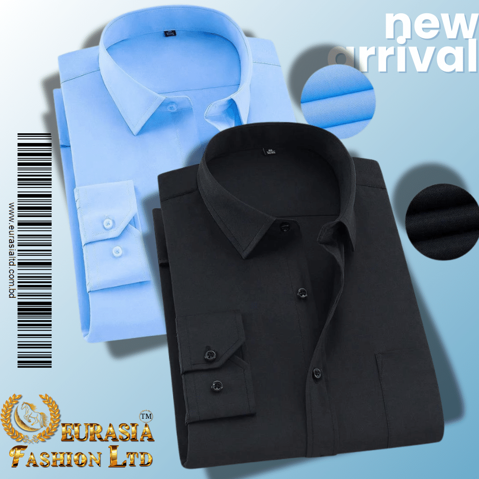 63 Men’s Premium Formal Shirt -Black & Sky Blue. - Image 1