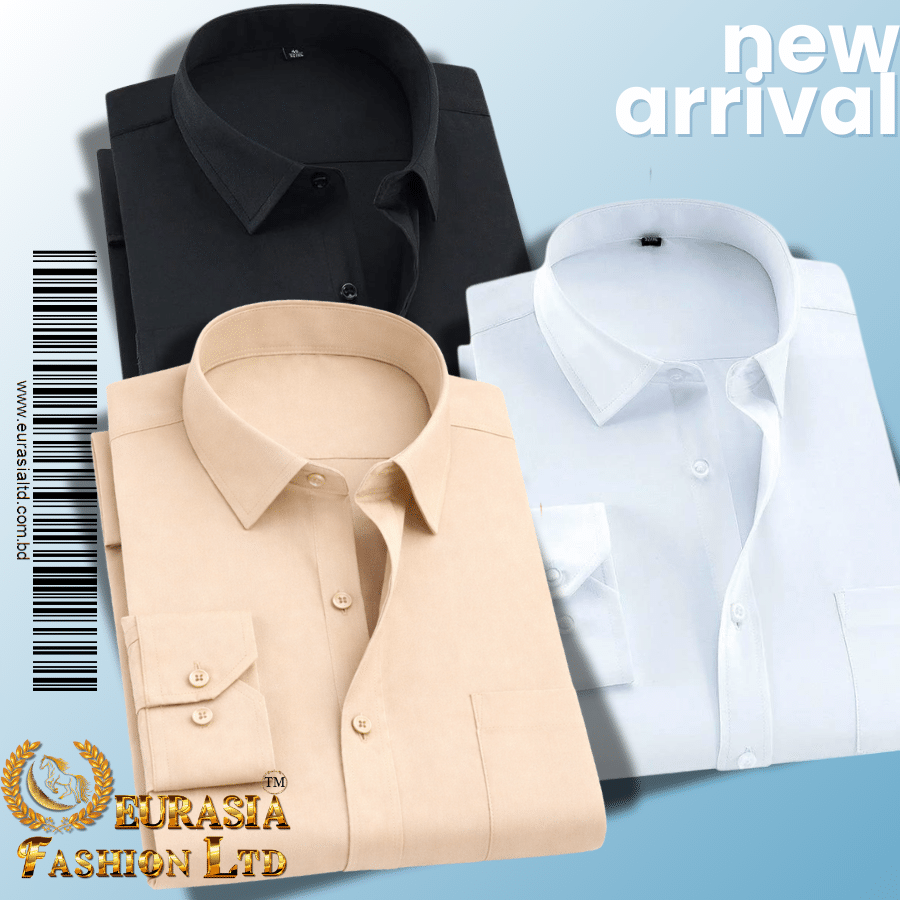new arrival! (2) Men’s Premium Formal Shirt -Black , White & Biscuit. - Image 1