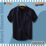 Premium Quality 100% Oxford Cotton Fabric Short Sleeve Shirt For Men's - Black