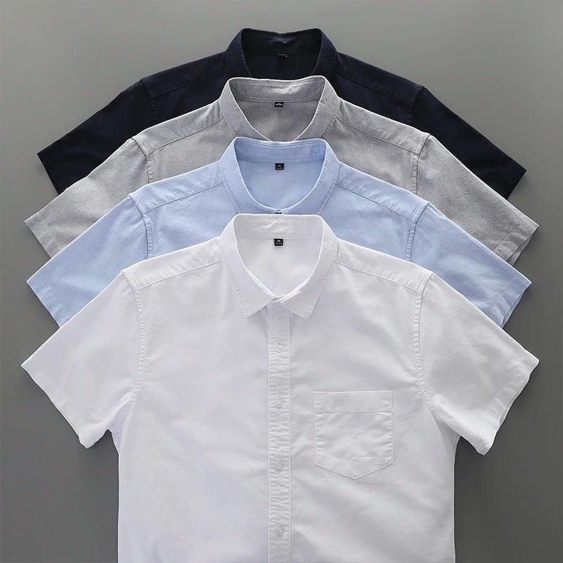 4 Pes Combo Short Sleeve Shirt - Black , White , Ash & Sky Blue 4 Pes Combo Short Sleeve Shirt - Black , White , Ash & Sky Blue - Image 1