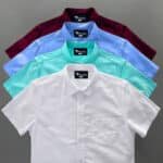 4 Pes Combo Short Sleeve Shirt - White, Sky Blue , Pest & Maroon