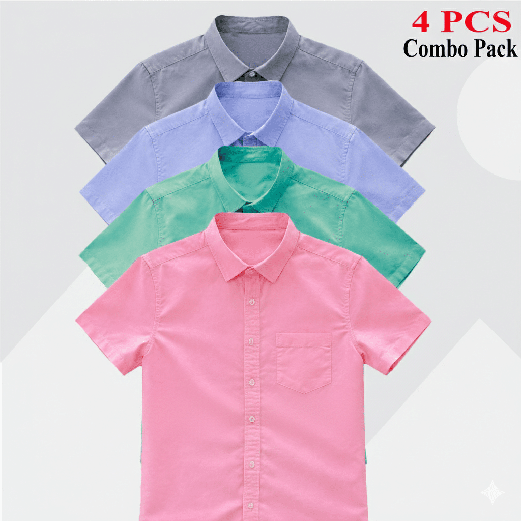 Gemini_Generated_Image_ovumuwovumuwovum 100% Oxford Cotton Fabric Short Sleeve Shirt For Men's - Sky Blue, Ash , Pest & Pink - Image 1