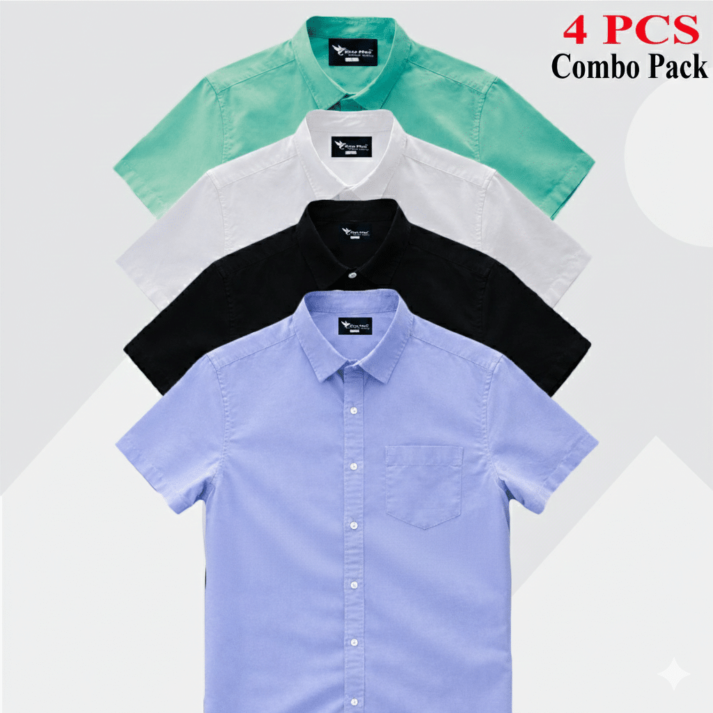 Gemini_Generated_Image_qqc8mnqqc8mnqqc8 100% Oxford Cotton Fabric Short Sleeve Shirt For Men's - Sky Blur, White , Pest & Black - Image 1