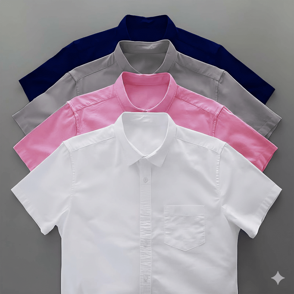 Gemini_Generated_Image_zd5k4lzd5k4lzd5k 4 Pes Combo Short Sleeve Shirt - Nevy Blue, Ash, White & Pink - Image 1