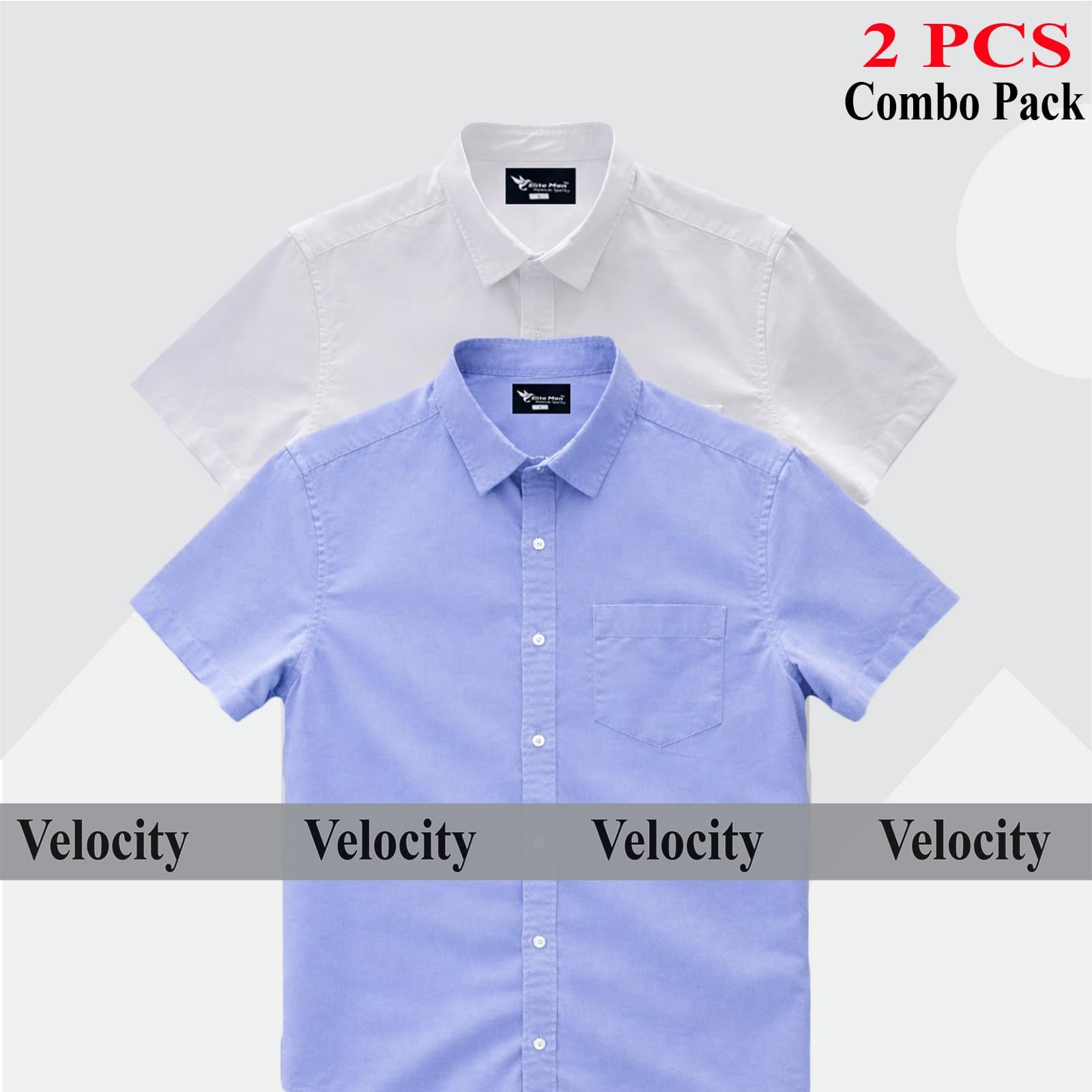 Short sleeve Shirt Combo - Copy 24.jpg Premium Quality 100% Oxford Cotton Fabric Short Sleeve Shirt For Men's - Sky Blur & White - Image 1
