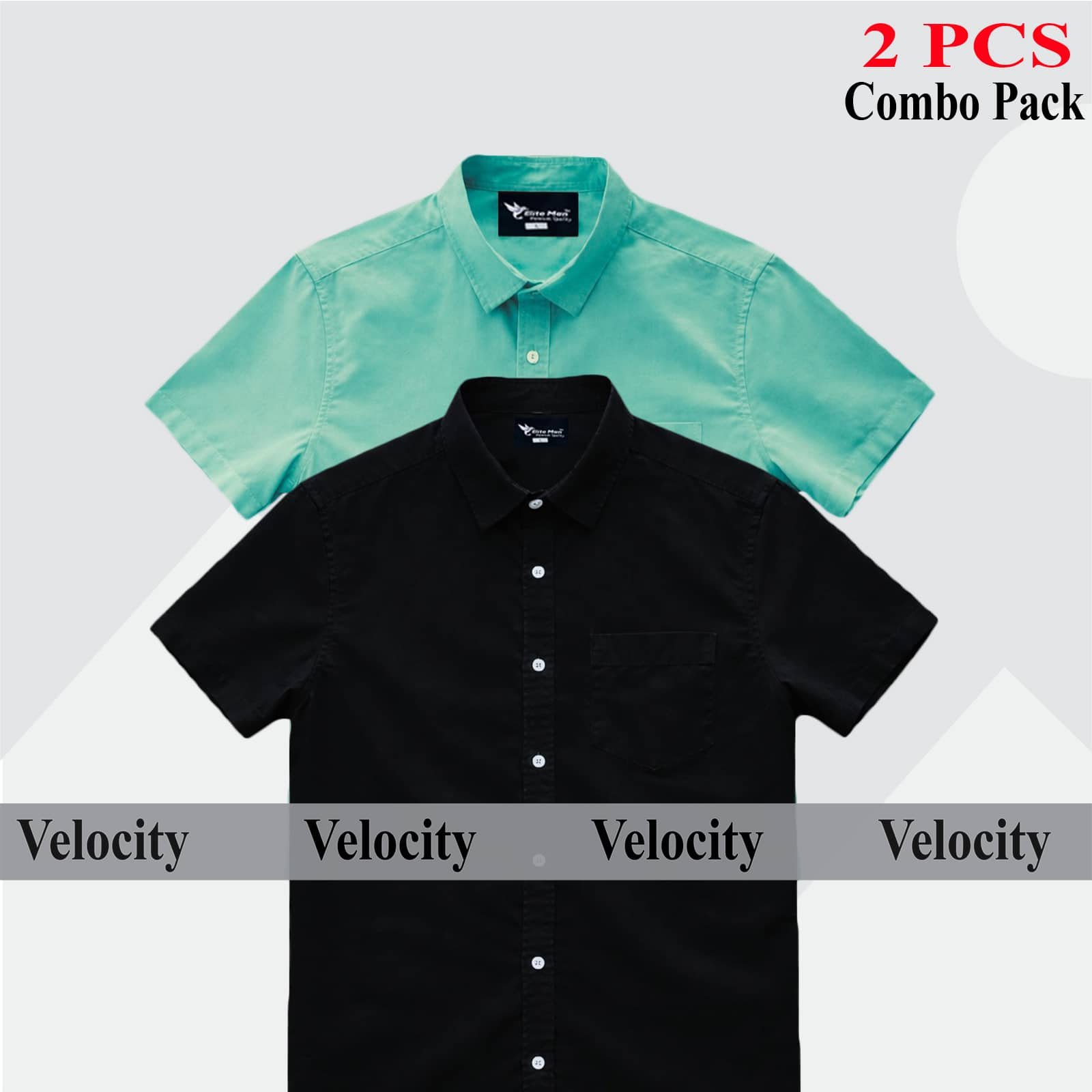 Short sleeve Shirt Combo - Copy 32.jpg 100% Oxford Cotton Fabric Short Sleeve Shirt For Men's - Pest & Black - Image 1