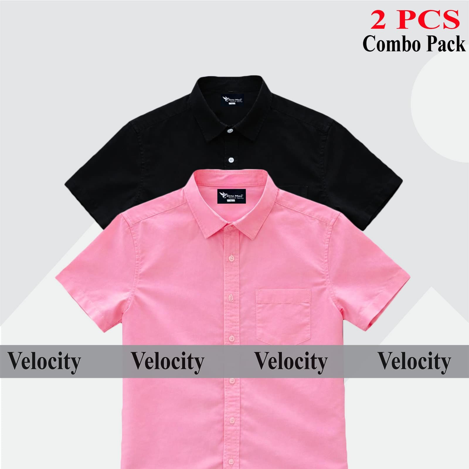 Short sleeve Shirt Combo - Copy 34.jpg 100% Oxford Cotton Fabric Short Sleeve Shirt For Men's - Black & Pink. - Image 1