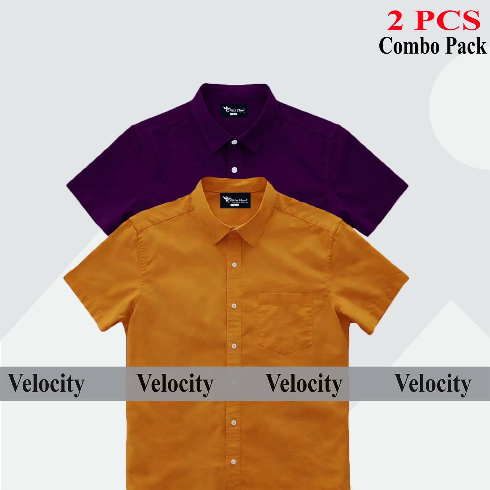 Short sleeve Shirt Combo - Copy 38.jpg Premium Quality 100% Oxford Cotton Fabric Short Sleeve Shirt For Men's - Kathali & Purple. - Image 1