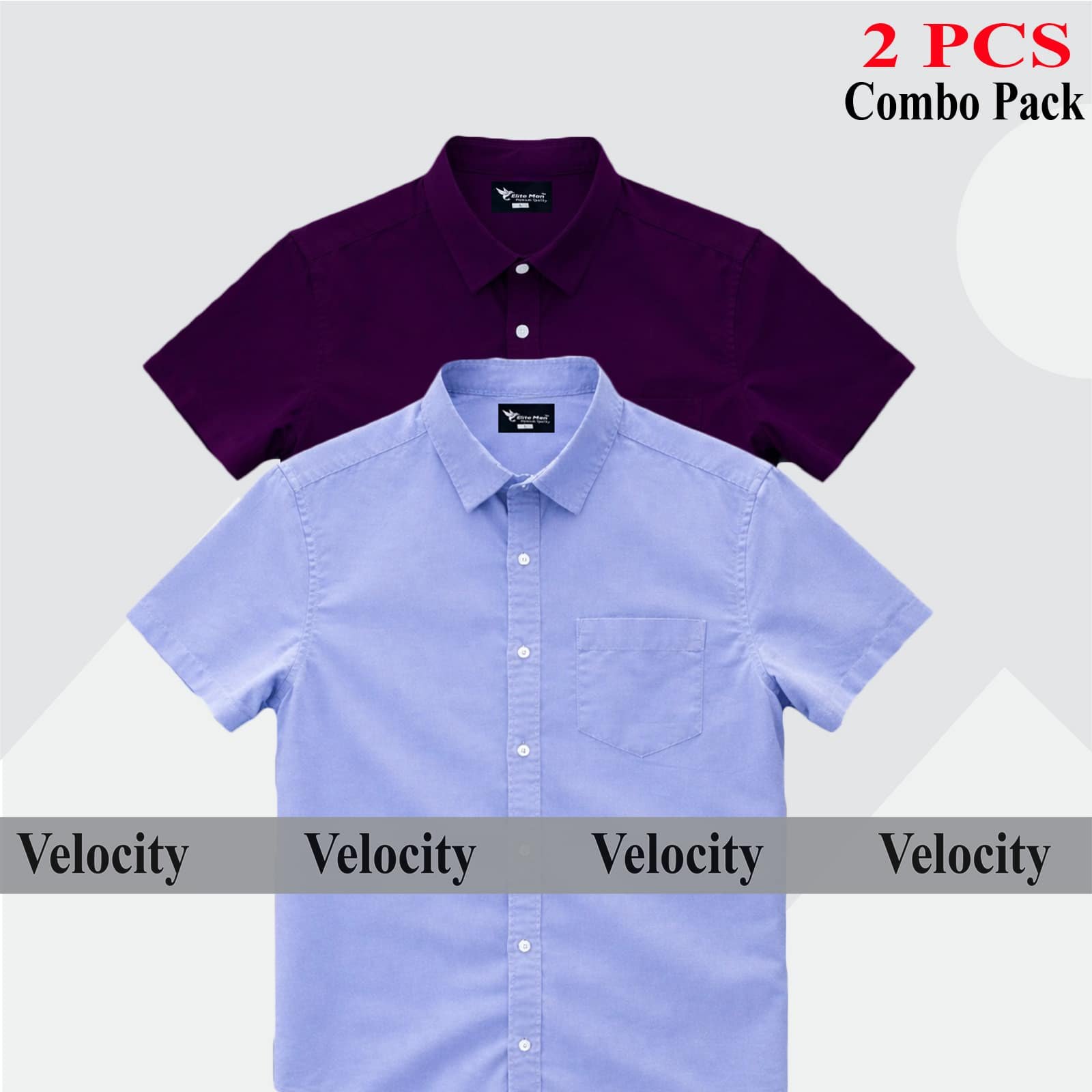 Short sleeve Shirt Combo - Copy 41.jpg Premium Quality 100% Oxford Cotton Fabric Short Sleeve Shirt For Men's - Purple & Sky blue. - Image 1