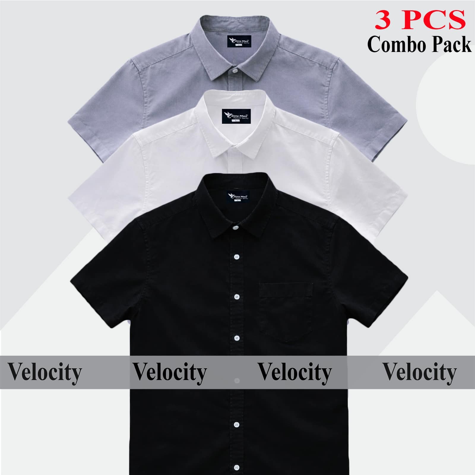 Short sleeve Shirt Combo - Copy 59.jpg Premium Quality 100% Oxford Cotton Fabric Short Sleeve Shirt For Men's -Black, White & Ash. - Image 1